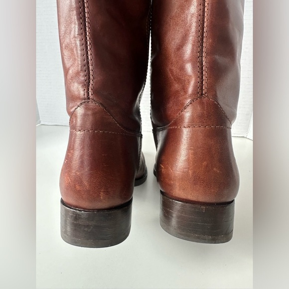 FRYE Melissa Button Cognac Brown Tan Tall Equestrian Riding Style Boots size 6.5 - Picture 8 of 11